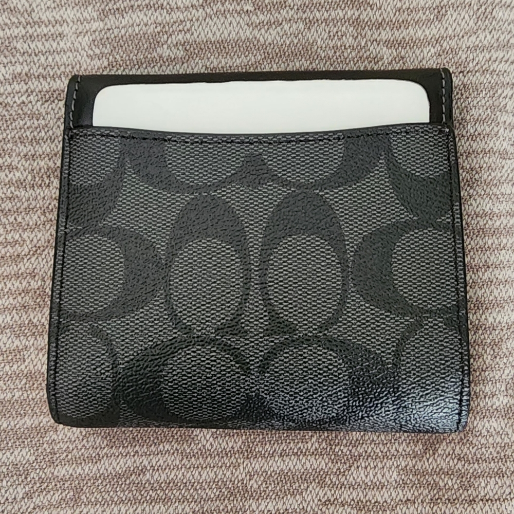 COACH Small Trifold Wallet In Blocked Signature Canvas - Picture 4 of 8